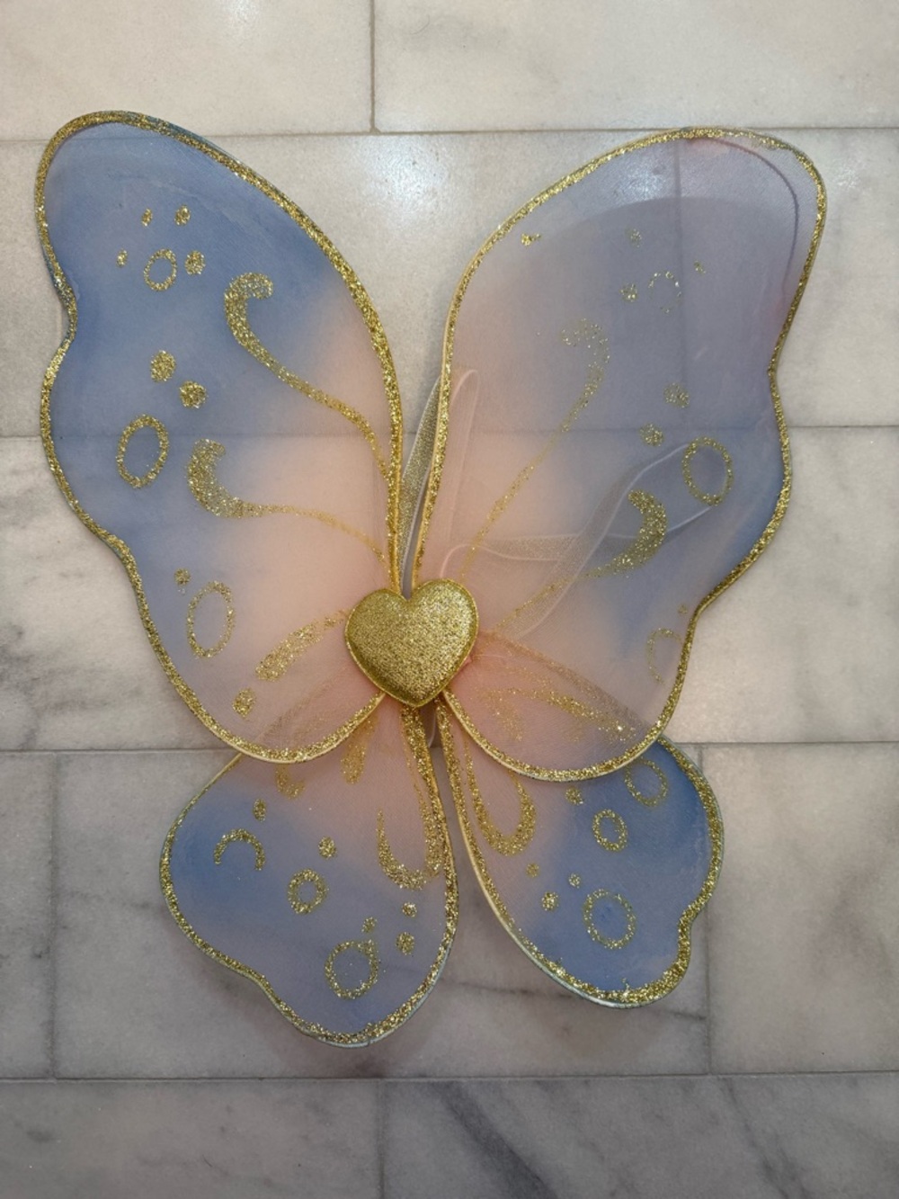 Girls Fairy/Butterfly Wings with Gold Glitter Heart Accent